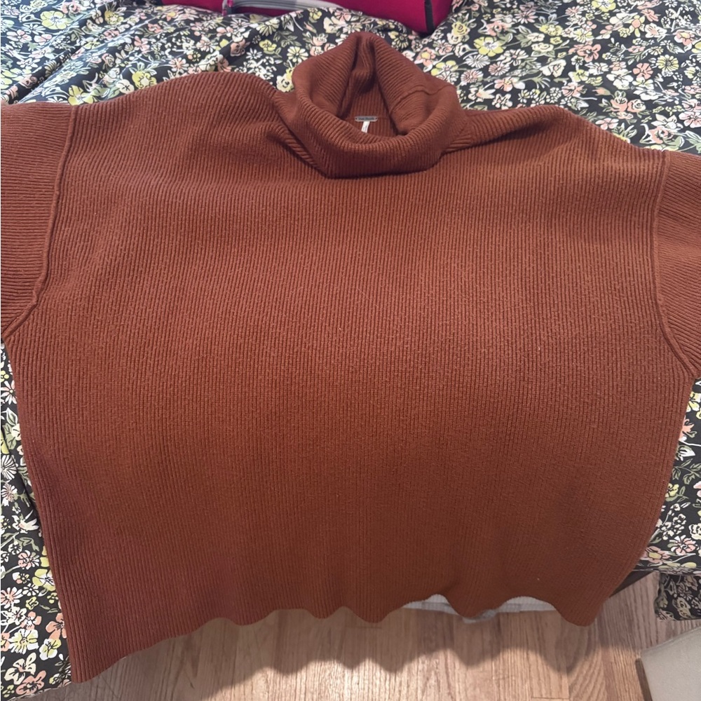 Free People Brown Cowl Neck Sweater